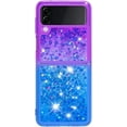 thumbnail image 6 of Clear Case for Samsung Galaxy Z Flip4 5G, Bling Gradient Quicksand Glitter Soft TPU Bumper Shockproof Phone Case Cover for Samsung Galaxy Z Flip 4 JB Purple Navy, 6 of 14