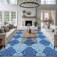thumbnail image 3 of Blue Geometric Area Rugs 8'x10', Washable Small Throw Rugs for Living Room Patio, Retro Morocco Abstract Art Indoor Outdoor Rug Non-Slip Low Pile Carpet Runner Reversible Floor Mats, 3 of 8