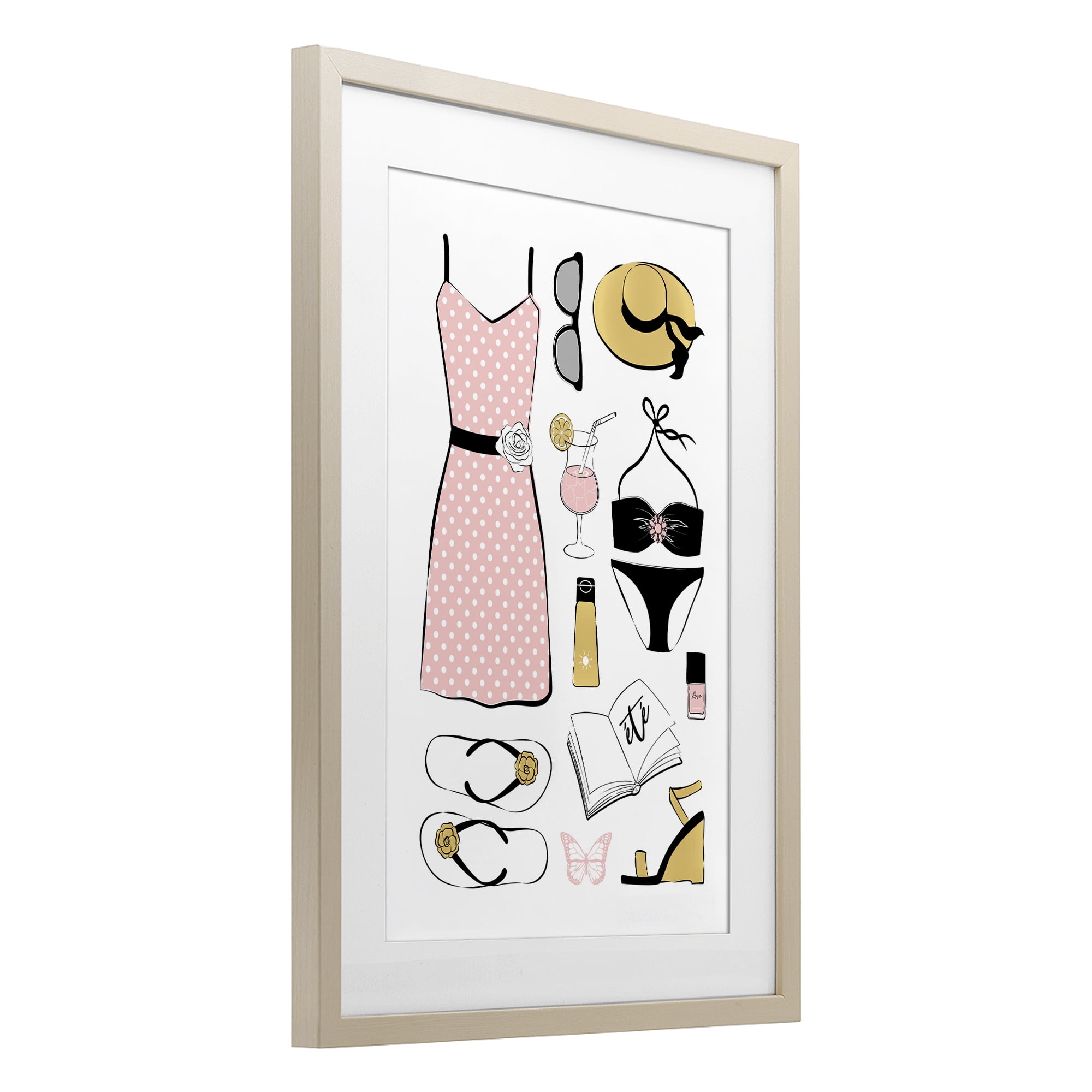 Stupell Industries Summer Vibes Necessities Birch Framed Print Under Glass, design by Martina Pavlova