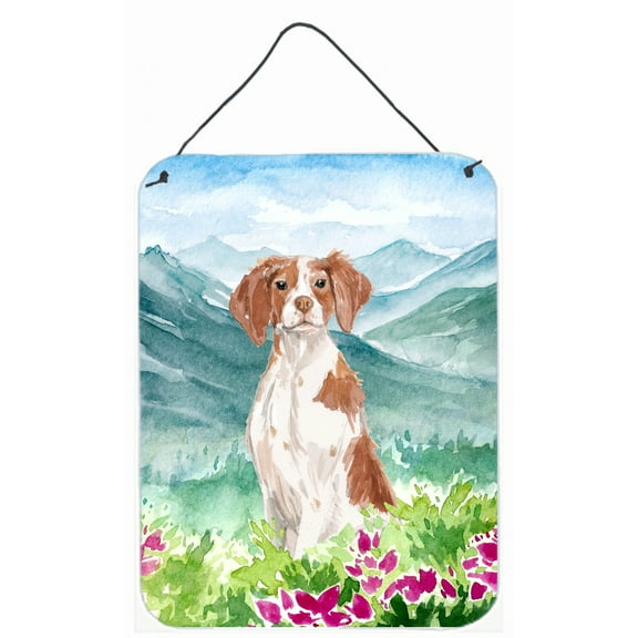 Mountian Flowers Brittany Spaniel Wall or Door Hanging Prints