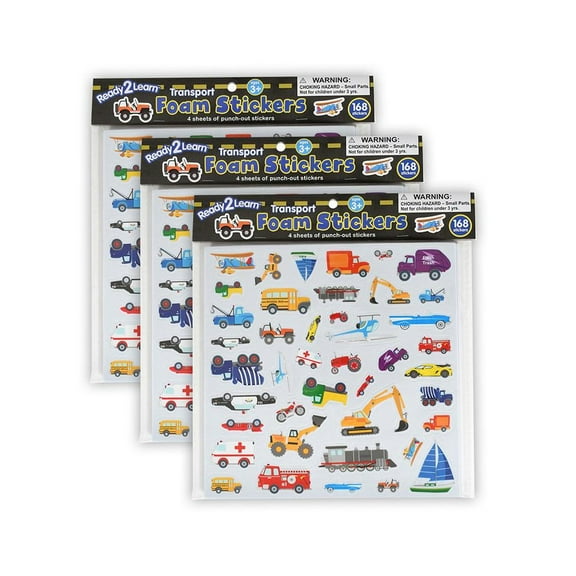 READY 2 LEARN Foam Stickers - Transport - 168 Per Pack - 3 Packs
