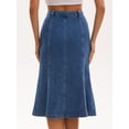 thumbnail image 4 of DARING DIVA Women's Denim Ruffle Below Knee Fishtail Jean Skirts Small Blue, 4 of 7