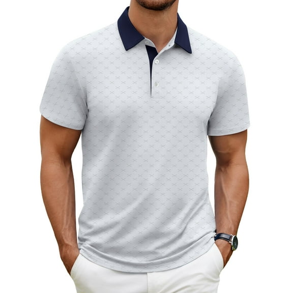 Thrilos Mens Shirts Casual Short Sleeve Golf Polo Shirts Print Performance Dry Fit Shirt