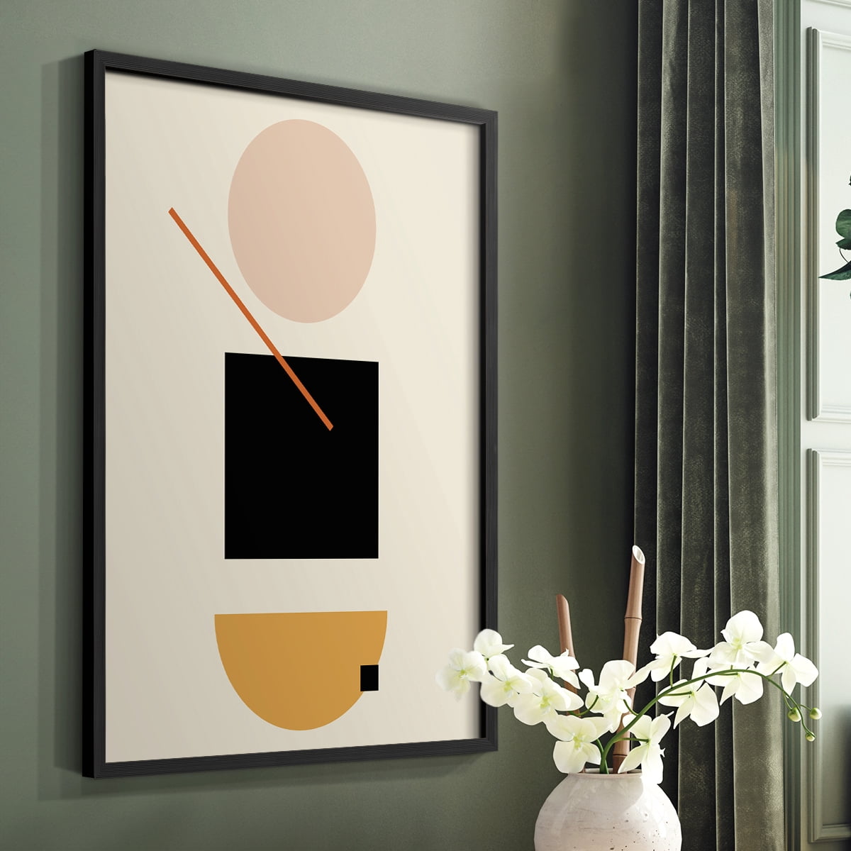 Simple Shape in Black Solid Wood 8 x 10 Framed Print
