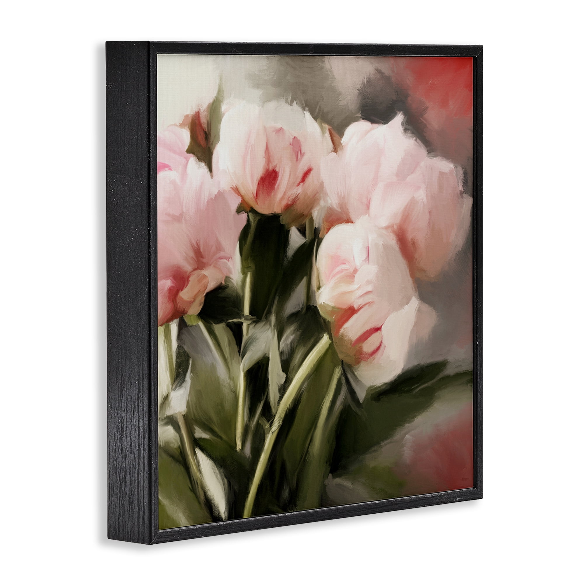 Stupell Industries Pink Floral Arrangement Botanical & Floral Painting Black Framed Art Print Wall Art, 17 x 17