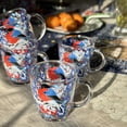 thumbnail image 2 of STP GOODS Bullfinches Glass Mug Set of 4 pcs 11.8 fl oz (350 ml) Tea Mugs for Hot Beverages Coffee and Tea Mugs for Latte Cocoa Chocolate Glass Drinkware, Service for 4, Blue and Red, 2 of 8