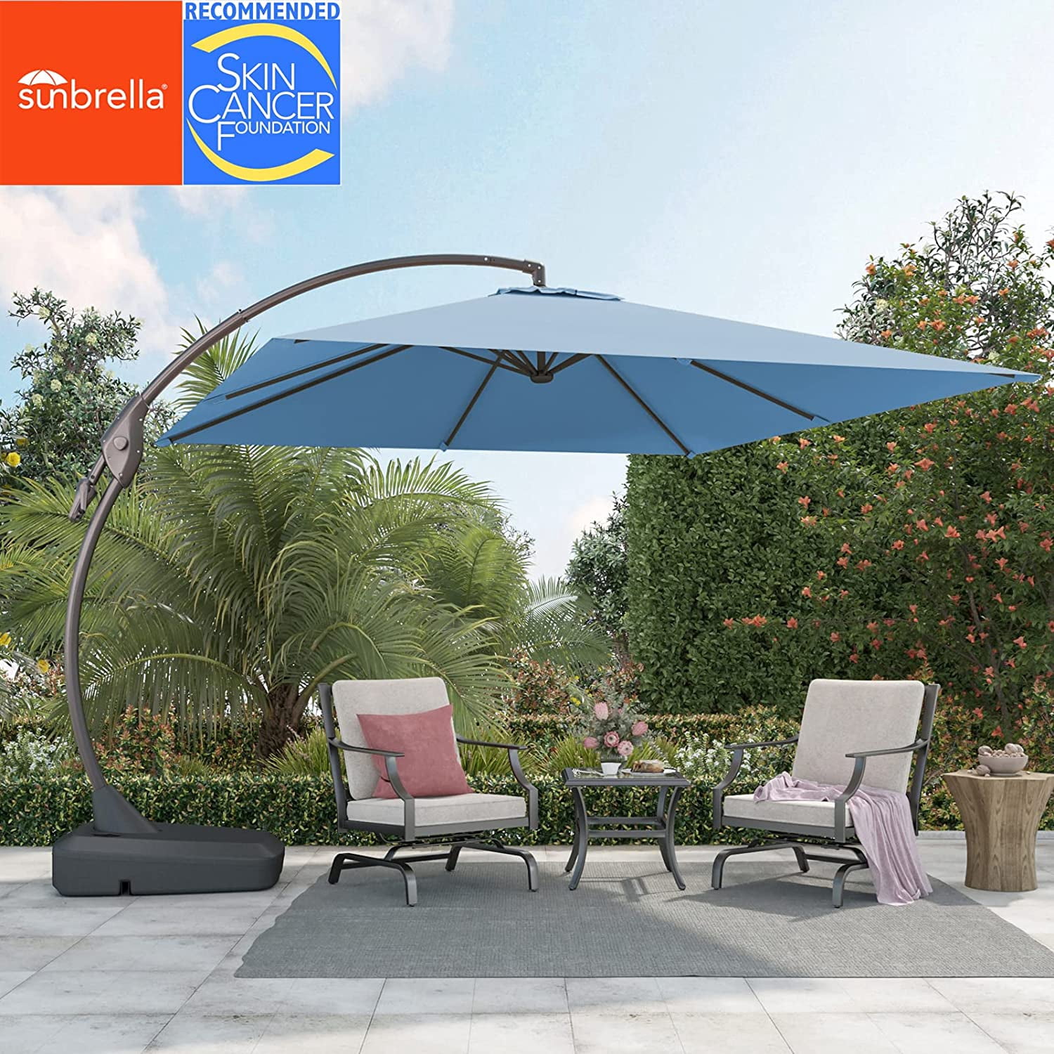blue sunbrella umbrella for patio by garden oasis Deluxe Cantilever Sunbrella Fabric Outdoor Umbrella Sunrise Umbrella Resists fading 9' Bardot Designer Umbrella -