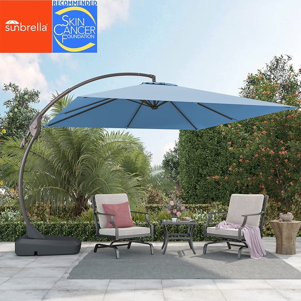 blue square patio umbrella canvas GRANDPATIO 9'10