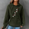 thumbnail image 2 of yardsong Waffle Hoodies for Women Cute Dog Paw Heart Print Hooded Sweatshirts Dog Lover Winter Casual Pocket Drawstring Pullover Tops Army Green,M, 2 of 5