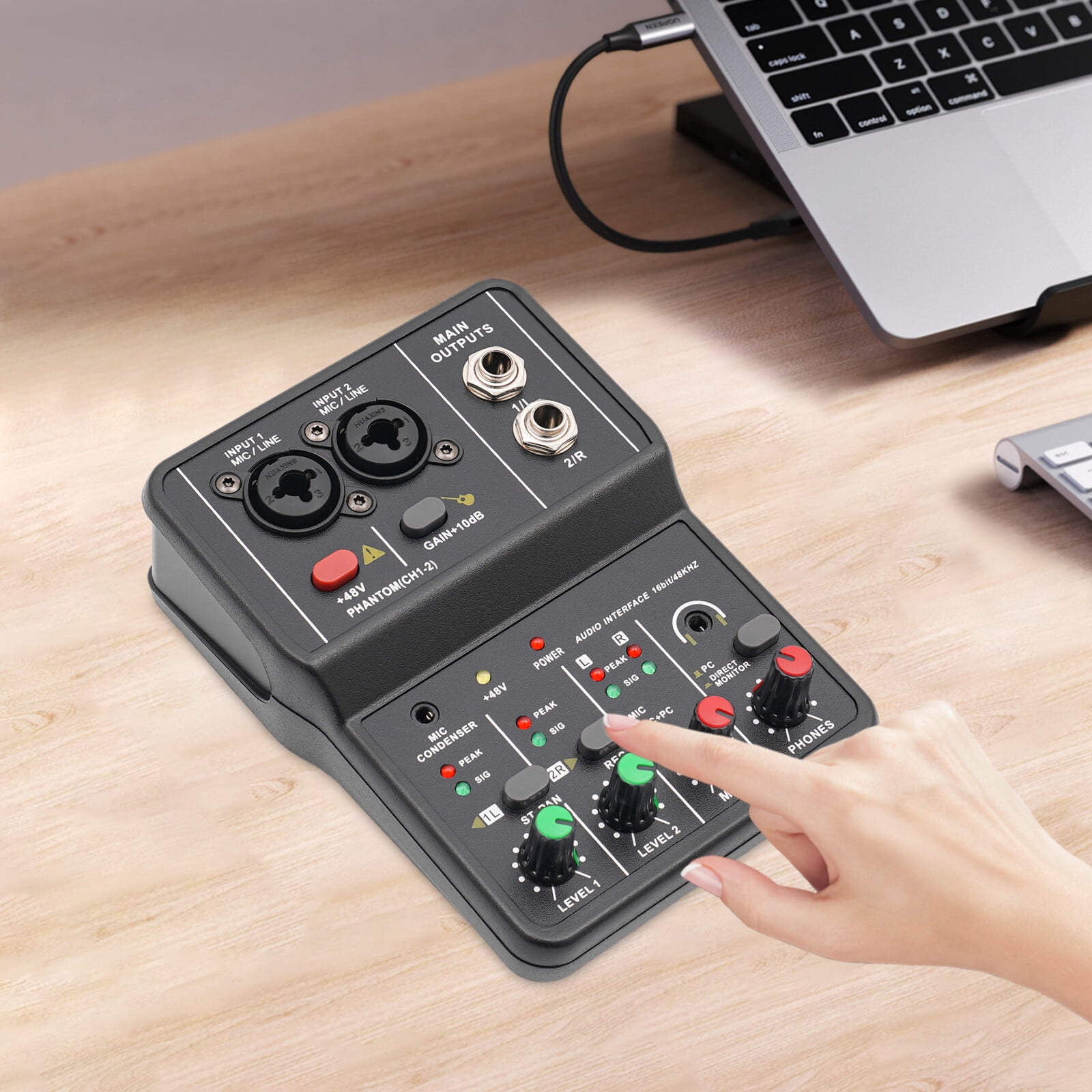 3.94*5.51*1.73in 2Channel Mini Audio Mixer USB Bluetooth DJ Sound Mixing Console Amplifier Studio
