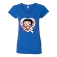 thumbnail image 2 of Wild Bobby Betty Boop Heart Blowing Kiss Dog Betty Boop Women’s Standard V-Neck Tee, Royal, Large, 2 of 5