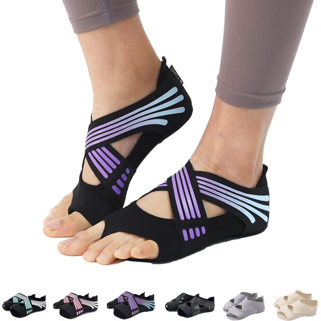 Calcetines de yoga antideslizantes sin dedos, para pilates, barra, ballet, motociclismo, entrenamiento para mujer