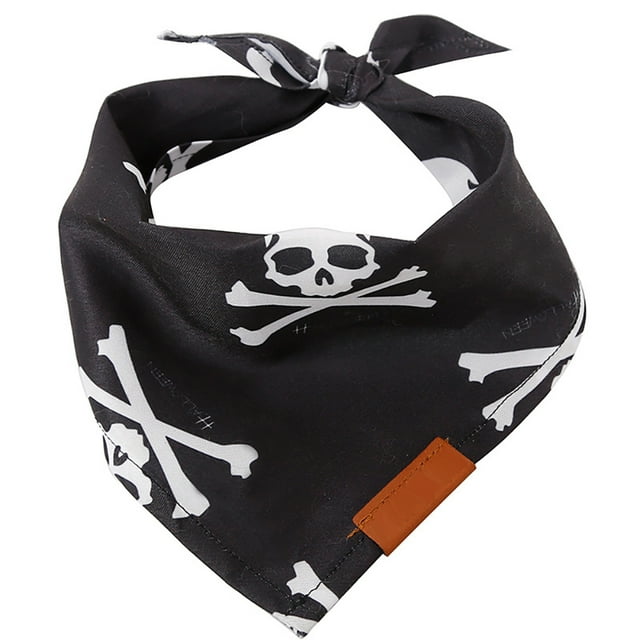 BeesClover Halloween Dog Bandanas, Skulls Pumpkins Patterns Pet Scarf, Reversible Dog Triangle Scarf, Fall Dog Bibs, Pet Accessories For Halloween Holiday Costume