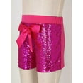 thumbnail image 6 of iiniim Girls Boys Sequins Dance Shorts with Bowknot Training Gymnastics Hip Hop Rave A Hot Pink 7-8, 6 of 7