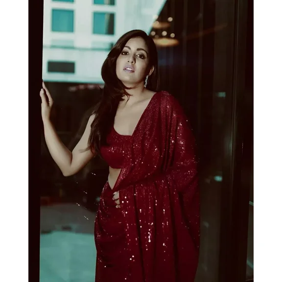 Premium Georgette Saree with Fancy Sequence Work & Banglory Silk Blouse