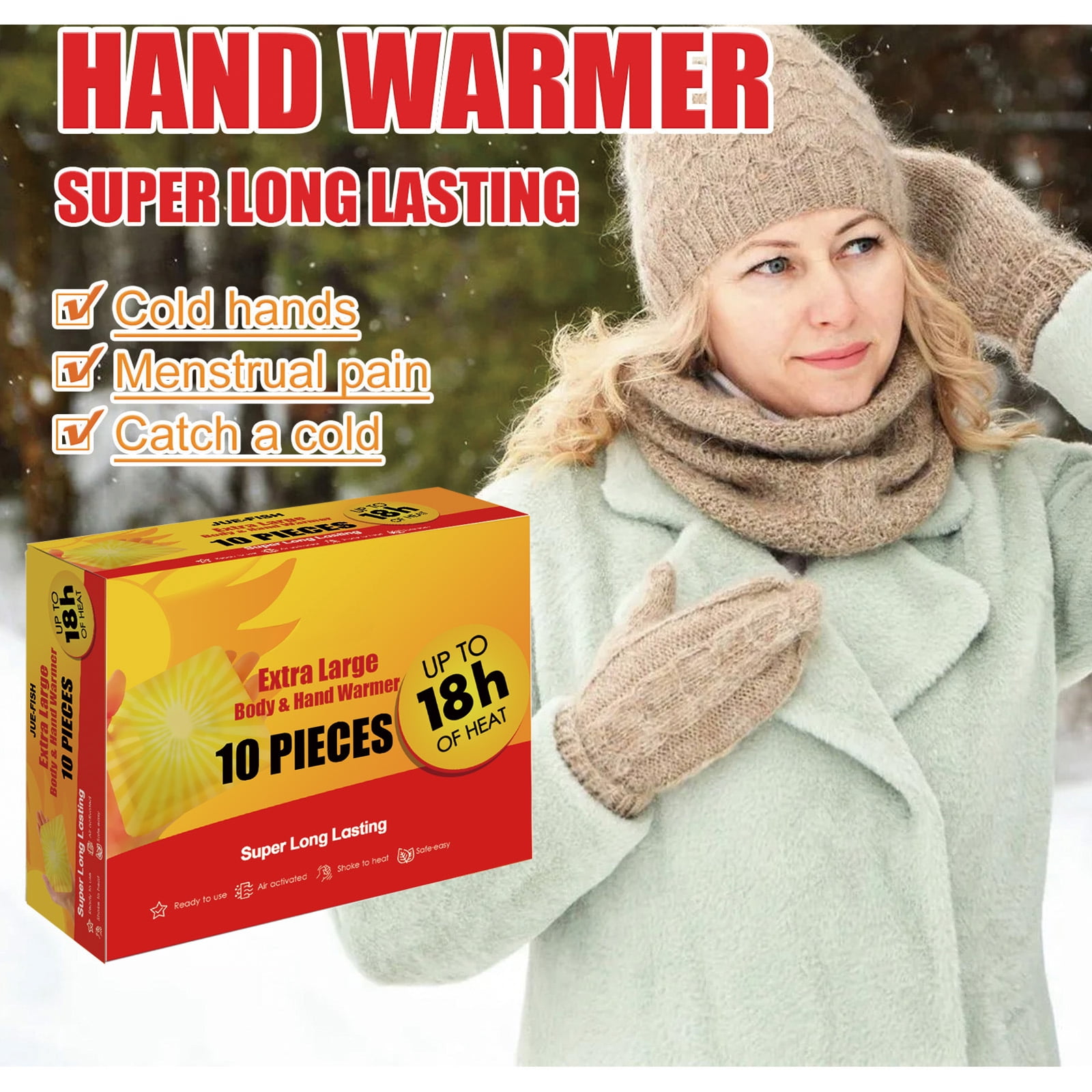 Alvantor Hand & Body Warmers for Cold Weather, Warm Patch 18 Hours Long Lasting Air Activated Portable,10PC/pack