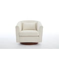 thumbnail image 5 of 360° Swivel Accent Chair, Chenille Upholstered Armchair Barrel Chair with One Waist Pillow and Wood Base, Comfy Reading Chair for Living Room Bedroom, 5 of 7