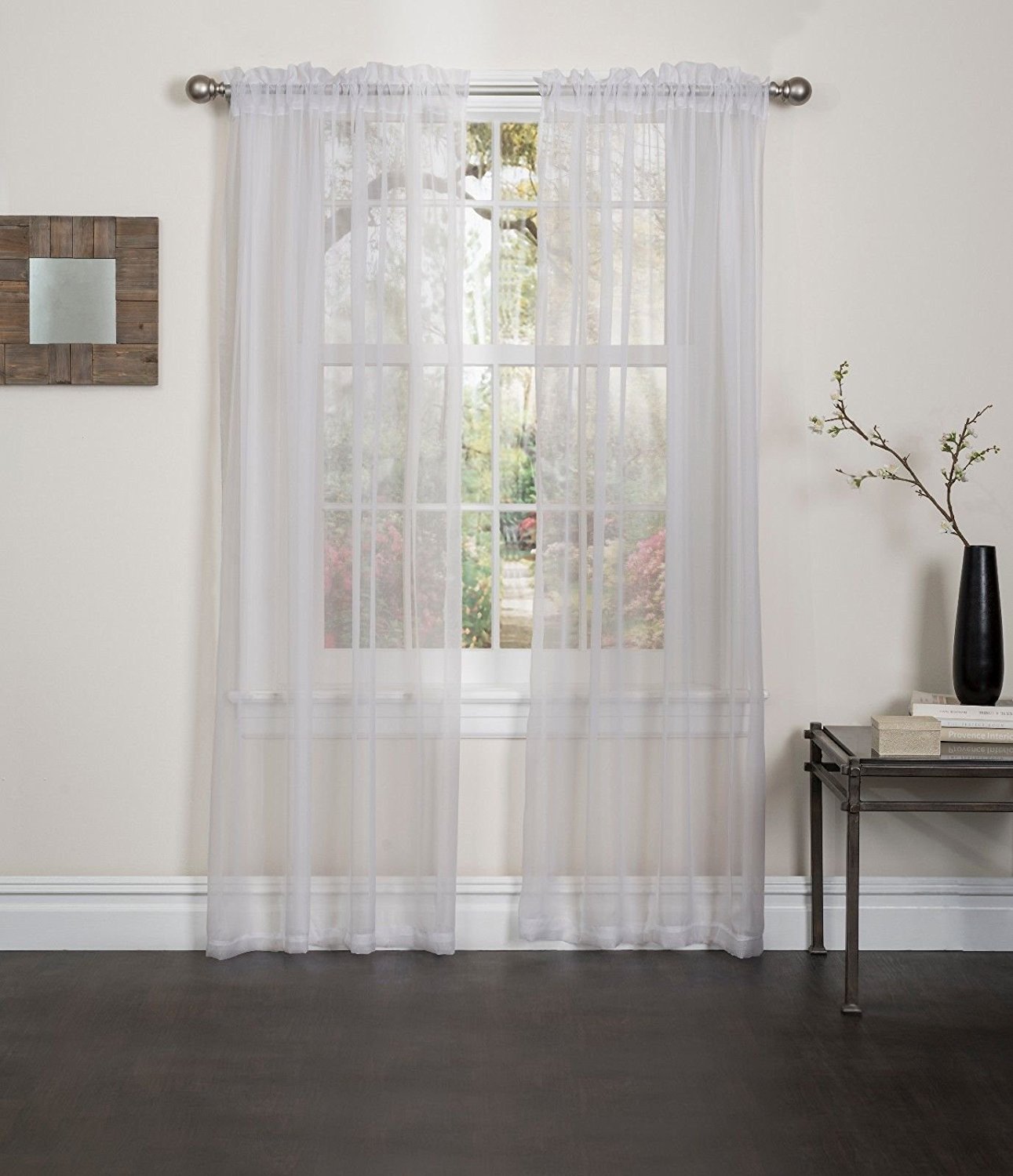 Linen Store 2 Piece 54"x84" Sheer Voile Window Curtain Rod Pocket Panels - Picture 8 of 12