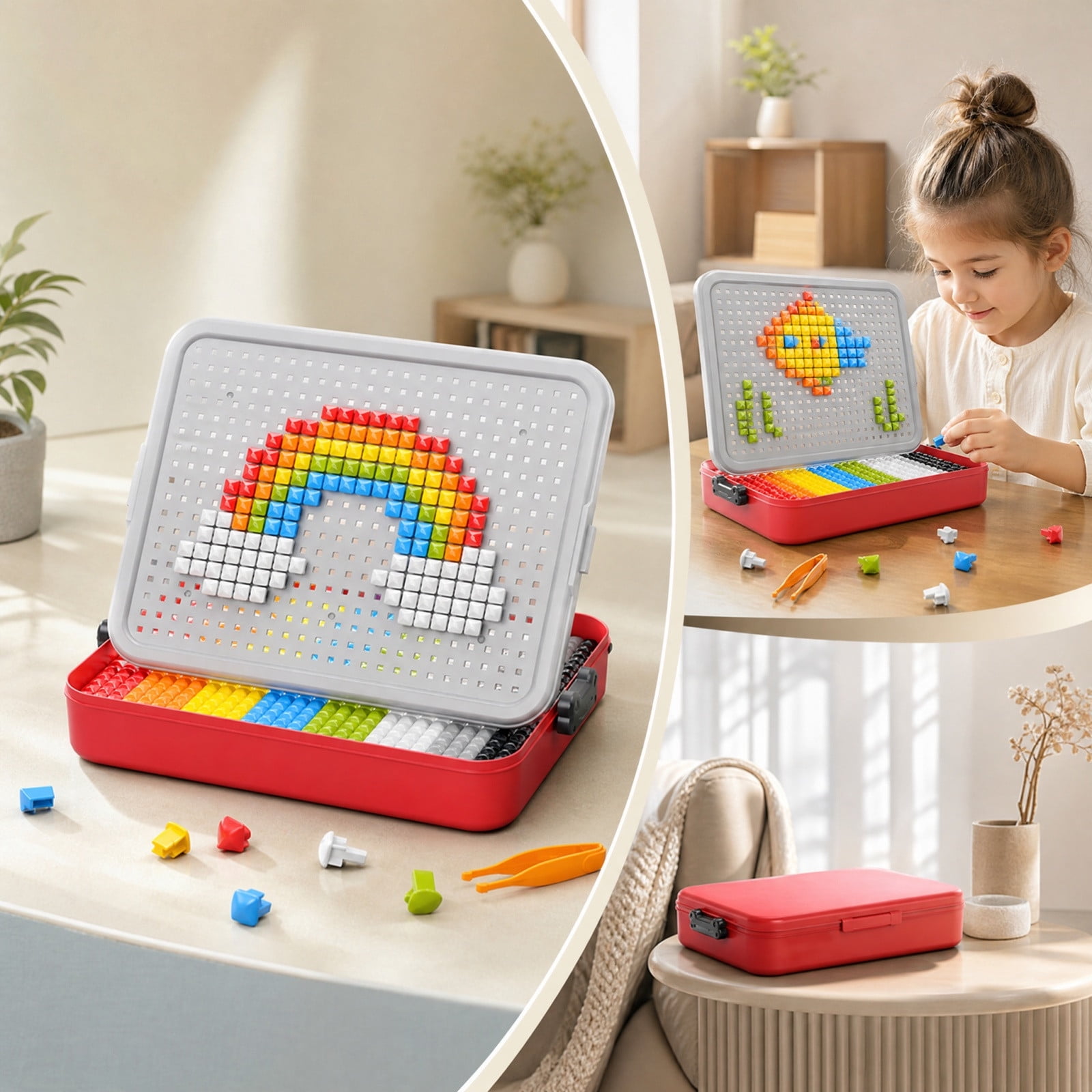 Toddler Puzzles Games for Kids 3-5 Mushroom Nails Pegboard Creative Puzzle Blocks,Portable DIY Educational Creative Brain Teaser Puzzle Toys for Boys Girls Idea Gift for Birthday Party