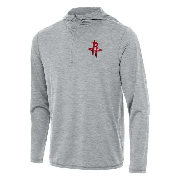 Men's Antigua Heather Gray Houston Rockets Tidy Quarter-Zip Hoodie