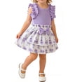 thumbnail image 1 of Zpanxa Girls Outfits Sleeveless Ruffled Round Neck Lace Embroidery Mesh Princess Bow Skirt Top and Pants Set 2-3 Years, 1 of 6