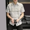 thumbnail image 3 of TNOBHG Men Short Sleeve Shirt Men's Summer Shirt Turn-down Collar Short Sleeve Single-breasted Cardigan Contrast Color Printed Mid Length Soft Breathable, 3 of 8