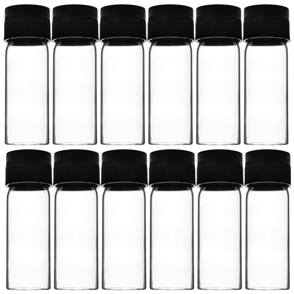 12PK Test Tubes, 5ml - Bakelite Screw Cap - Borosilicate 3.3 Glass - 2.25" x 1" - Flat Bottom - Eisco Labs