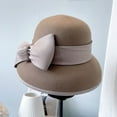 thumbnail image 4 of CoCopeaunt Australian Wool Autumn And Winter Fine Felt Hat Hepburn Wind Big Bow Lamp Shade Top Hat Renaissance Big Pot Hat, 4 of 6