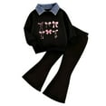 thumbnail image 1 of Caqnni Girl Relaxed Fit Two-Piece Set Featuring a Classic Polo Lightweight Pullover Sweatshirt and Trendy Flare Pants for Spring and Fall(Purple,3-4 Years), 1 of 8