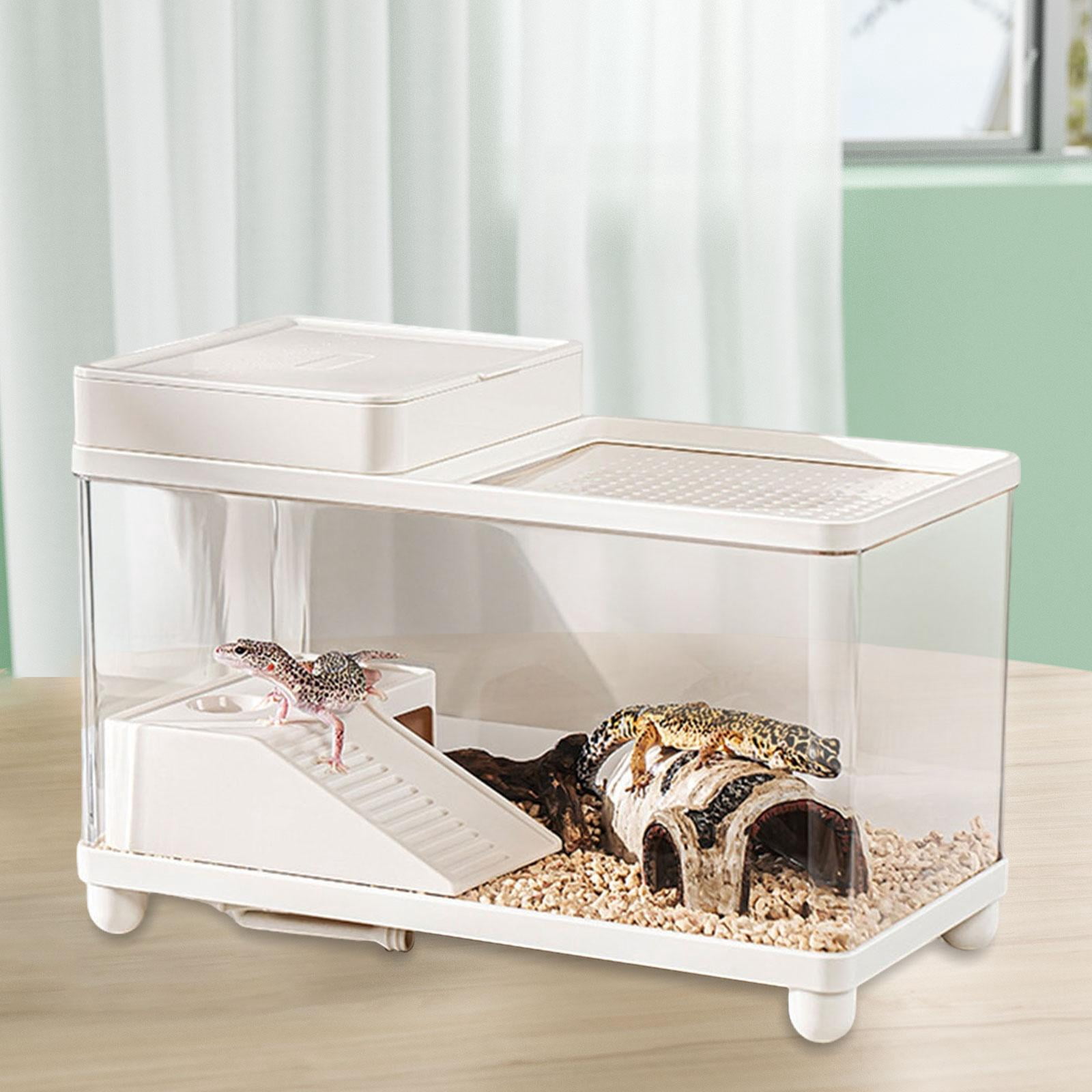 CarpNettore Large Turtle Tank Clear Terrarium Spacious Sturdy Turtle Habitat Reptile Habitat White