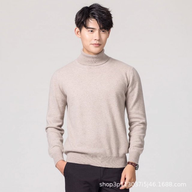 Suéter de solapa alta para hombre, suéter de color sólido de gran tamaño, suéter base, mancha una generación de cabello
