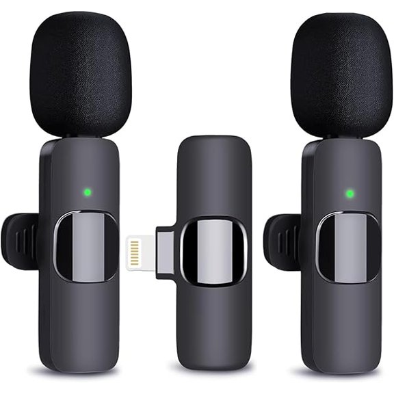Wireless Microphone for iPhone & iPad - Dual Professional Lavalier Mic, Plug-Play for Recording, Live Stream, YouTube, Facebook, TikTok, Vlog