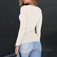 thumbnail image 4 of Womens Long Sleeve Shirts Square Neck Slim Fit Basic Tops Ribbed Tee Beige XXL, 4 of 4