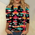 thumbnail image 2 of CYMMPU Tunic Tops Round Neck Blouses for Women Dressy Casual 3/4 Sleeve Summer Trendy Shirts Spring Tops Loose Fit Geometric Printed Western T-Shirts Multicolor L, 2 of 5
