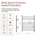 thumbnail image 5 of Heated Towel Rack, 10-Bar Wall-Mounted Electric Towel Warmer, Brushed Stainless Steel, Plug-in or Hardwired, Luxury Bathroom Accessory for Warm, Dry Towels., 5 of 18