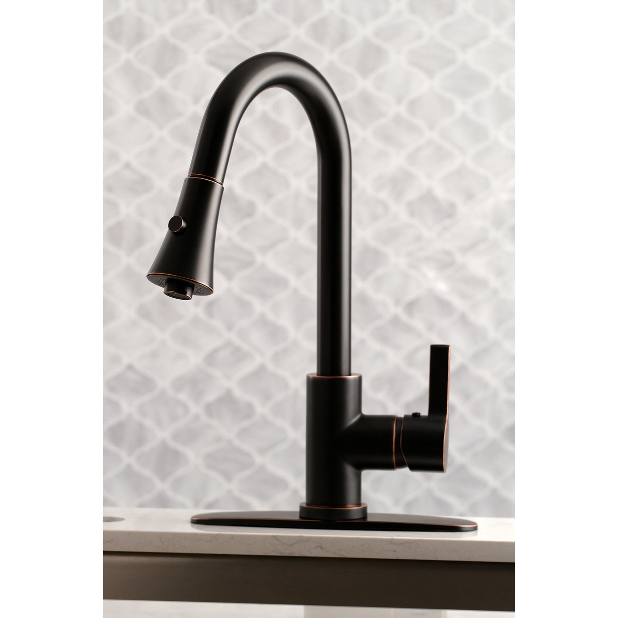 Kingston Brass LS8726CTL Continental Single-Handle Pull-Down Kitchen Faucet in Naples Bronze