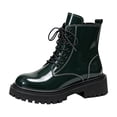 thumbnail image 3 of Willtoo Women's Platform Combat Boots Stylish Fashion Lace-Up Ankle Short Bootie Punk Motorcycle Leather Boots for Fall Winter, 3 of 6