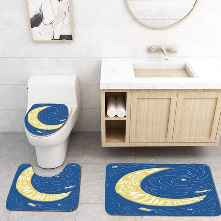 Moon Pattern Bath Rugs EREHome I Love You Crescent Moon Maze Comet Stars Swirls Celebration ...