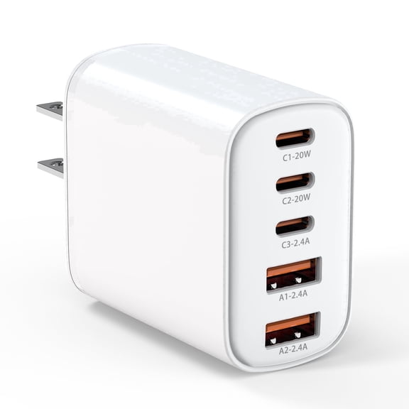 USB C Wall Charger Block, 32W 5 in 1 Fast Charging Blocks, PD 3.0 Fast Charger iPhone, 2 USB A Wall Plug Multiport Type C Charging Block for iPhone 17 16 15 14 13 12 Pro Max, Samsung, AirPods Pro