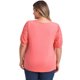 thumbnail image 5 of GRACE & GRANDEUR Blusas Casuales de Talla Grande para Mujeres con Panel Bordado, Manga Corta Abullonada, Cuello Redondo, 1X Rojo Coral, 5 of 7