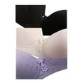 thumbnail image 3 of INSPIRE CHICWomen Comfortable Soft Stretchy Basic Full Coverage Wirefree Non-Wired Everyday Bra 3 Pcs Black+Cream+Light Purple-Flower 38/85 Fit 34A 34B, 3 of 6
