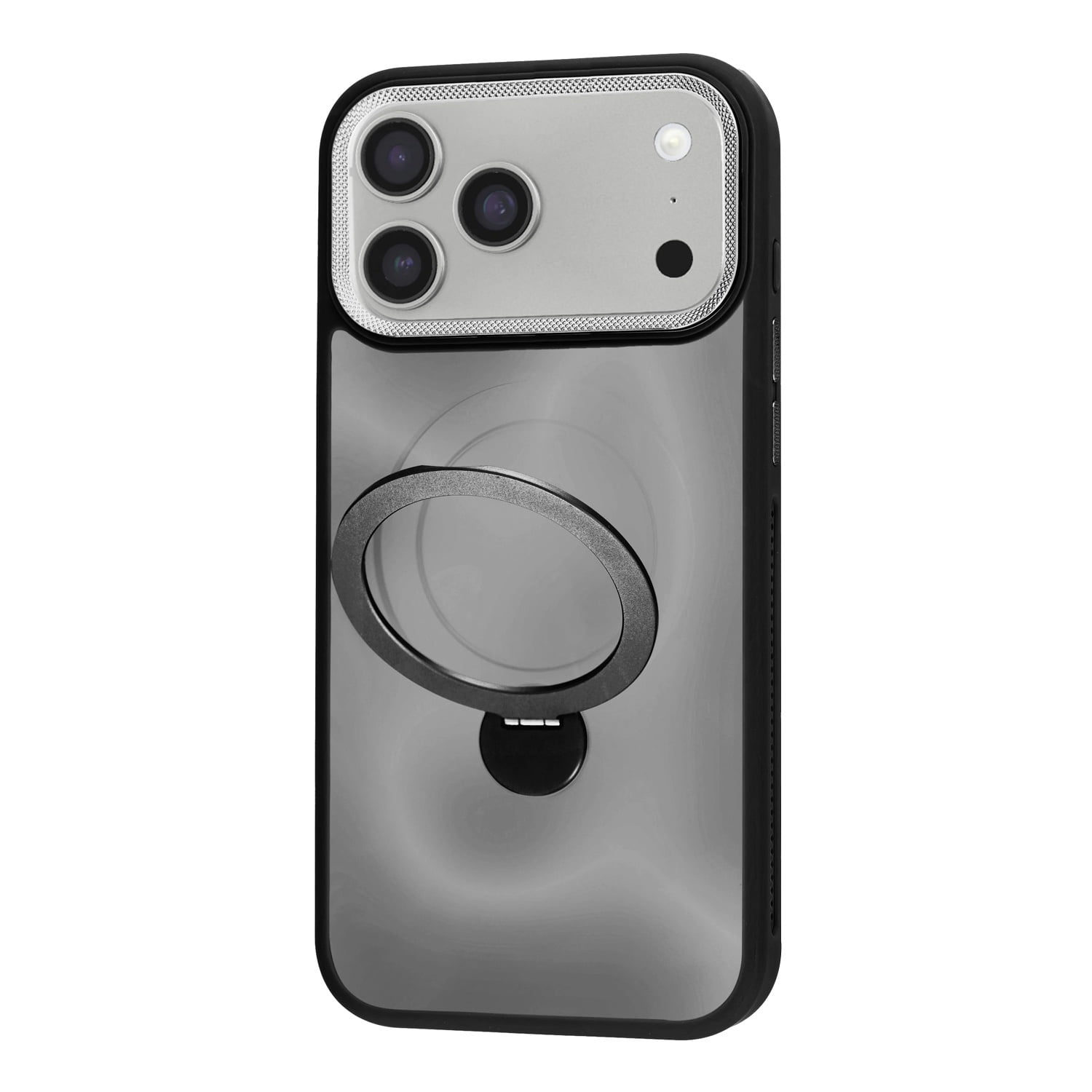 Matte Hard Magnetic Ring Holder Case for iPhone 17 Pro Max - Black