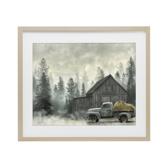 Stupell Industries Vintage Pickup at Misty Barn Birch Framed Print Under Glass, design by Imagine It Images