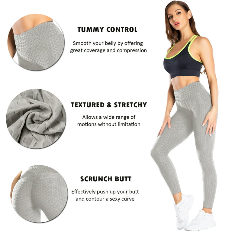 VASLANDA Women's High Waist Textured Yoga Pants Tummy Control