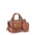 thumbnail image 3 of Madden NYC Women's Multi Zipper Barrel Bag, Cognac, 3 of 5