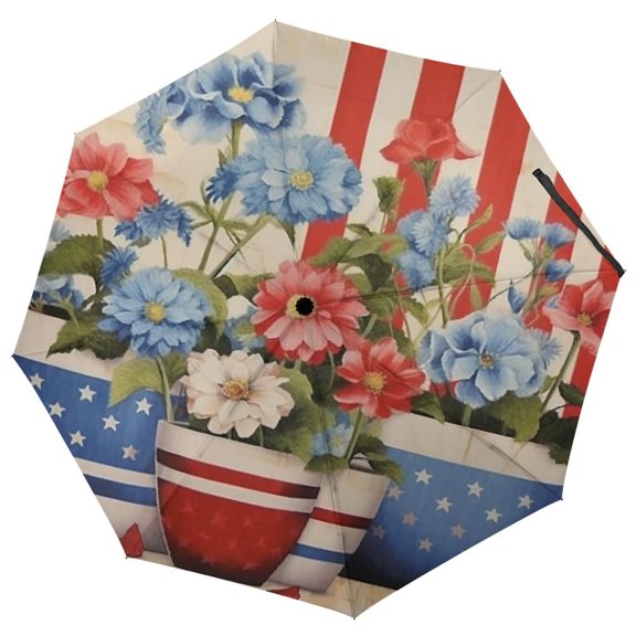 Shadudu Fun Creative Art Printed Triple Fold Automatic Umbrella for Rain and Sun Protection with 8 Windproof Ribs and Nanotechnology Coating