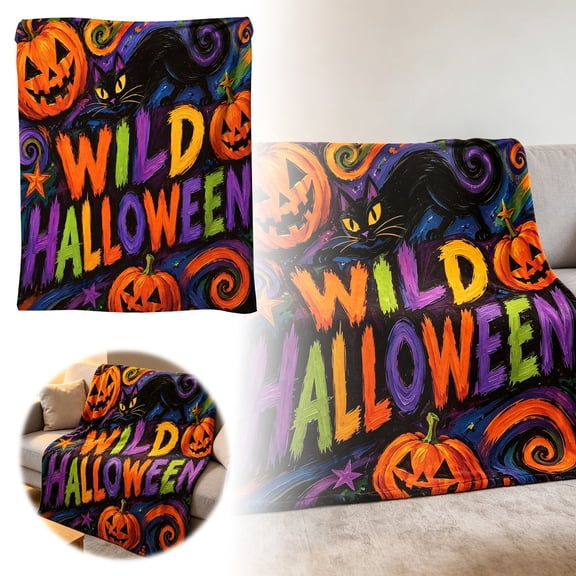 Halloween Flannel Fleece Throw Blanket Soft Cozy Blanket For Sofa Couch Bed Home Adults Kids