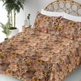 thumbnail image 3 of Ambesonne Fall Fitted & Flat Sheet with Sham 3 Pcs Set, Autumnal Botanical Pattern, Twin XL, Fawn Mustard and Vermilion, 3 of 5