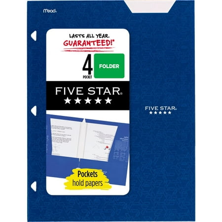 Five Star 4-Pocket Paper Folder, Pacific Blue (331060A-WMT22)