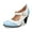 Light Blue/White, variant on Chase & Chloe Women's Vintage-Inspired Mary Jane Pumps with Wingtip and Mid-Heel